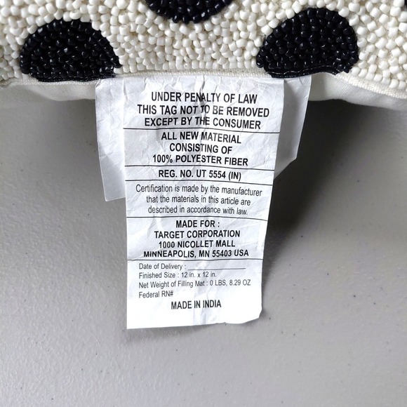 Kate Spade New York x Target 12x12 Square Beaded B&W Polka Dot Throw Pillow Toss - Picture 6 of 6